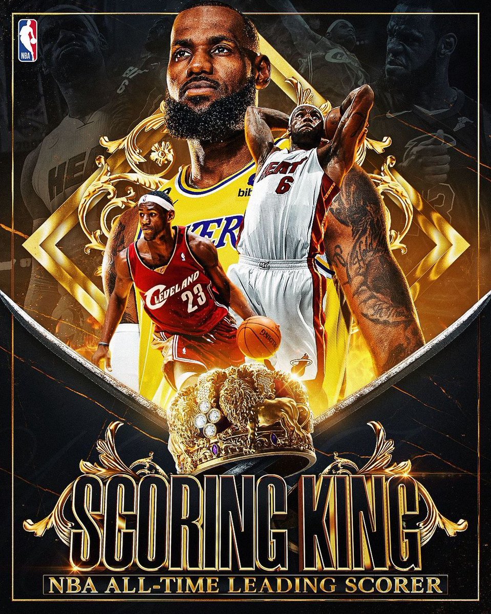 🏀 🏀 History in the making! LeBron James officially becomes the NBA's all-time leading scorer with 38,390 points. 
A true testament to his longevity and dominance 🐐 

📷: @nba 

#KingJames #Evergreen #NBALegend