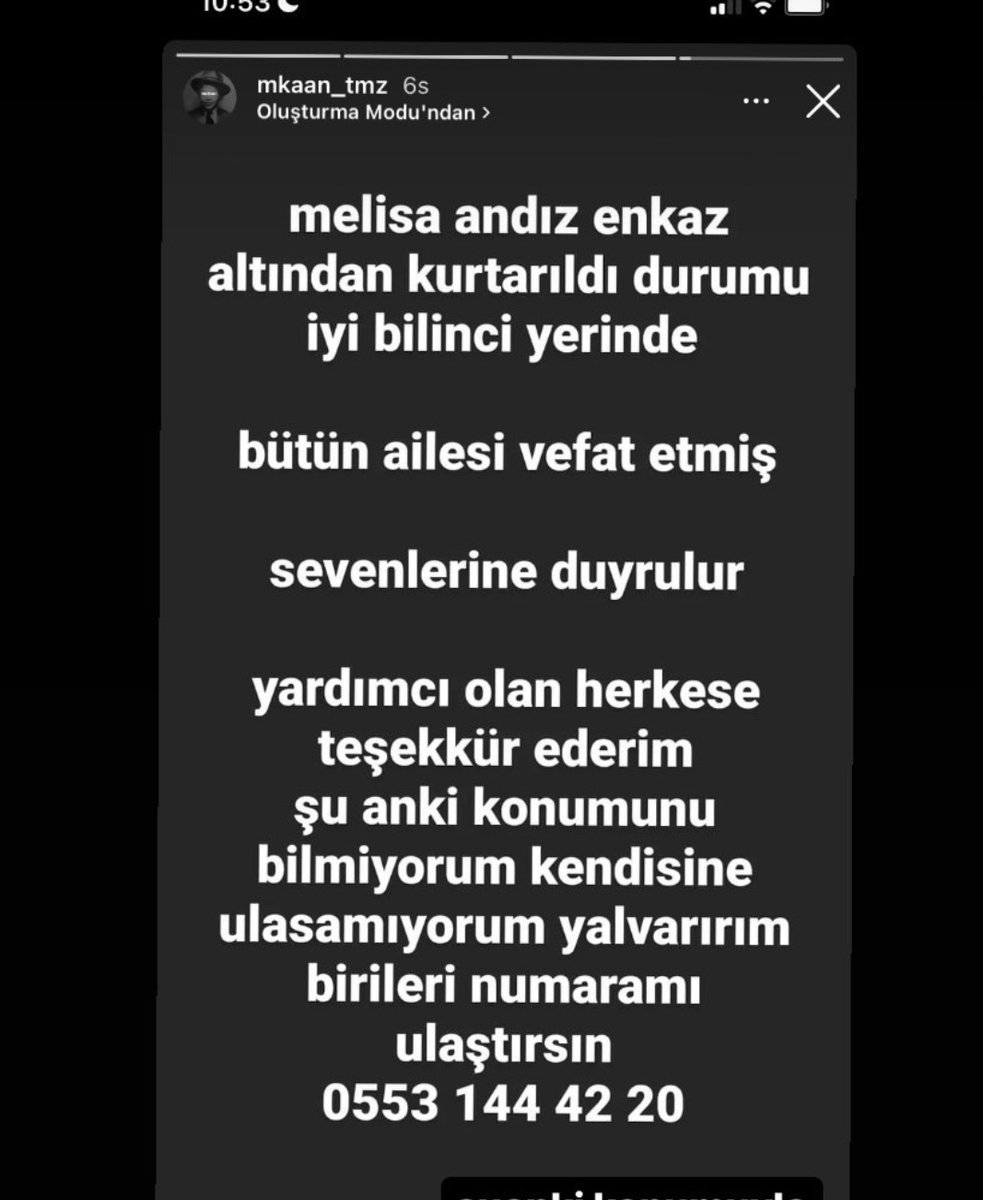 arkadasim melisa enkazdan kurtarıldı su anki konumunu bilmiyoruz lutfen bilgisi olan haber versin yalvarıyorum #deprem