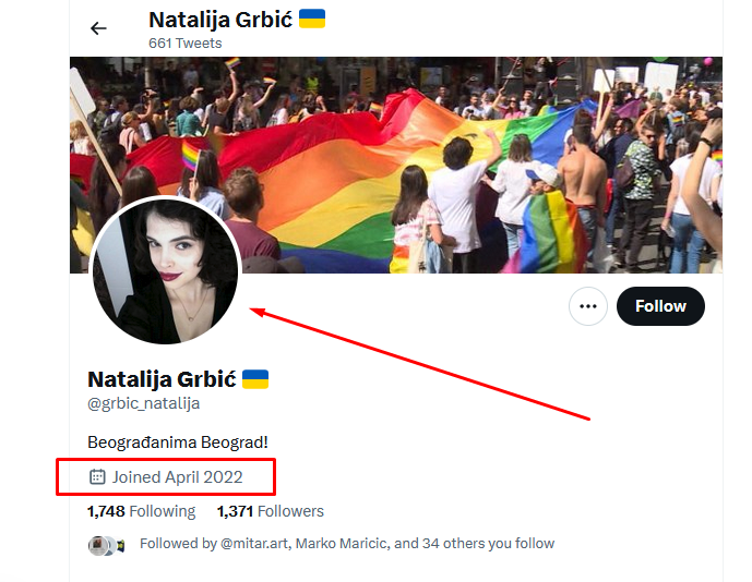 goonarr's tweet image. #raskrinkaj_bota #danielsmith 

И данас раскринкавам ботине. Овог пута опскурни лик Наталију Грбић 🇺🇦. 

Ко је Наталија Грбић? Немам појма али личност иза њене профилне је Софија Мелман и није београџанка већ некаква дарк рокерка из Јекетеринбурга

(молим лајну за РТ)
👇🧵