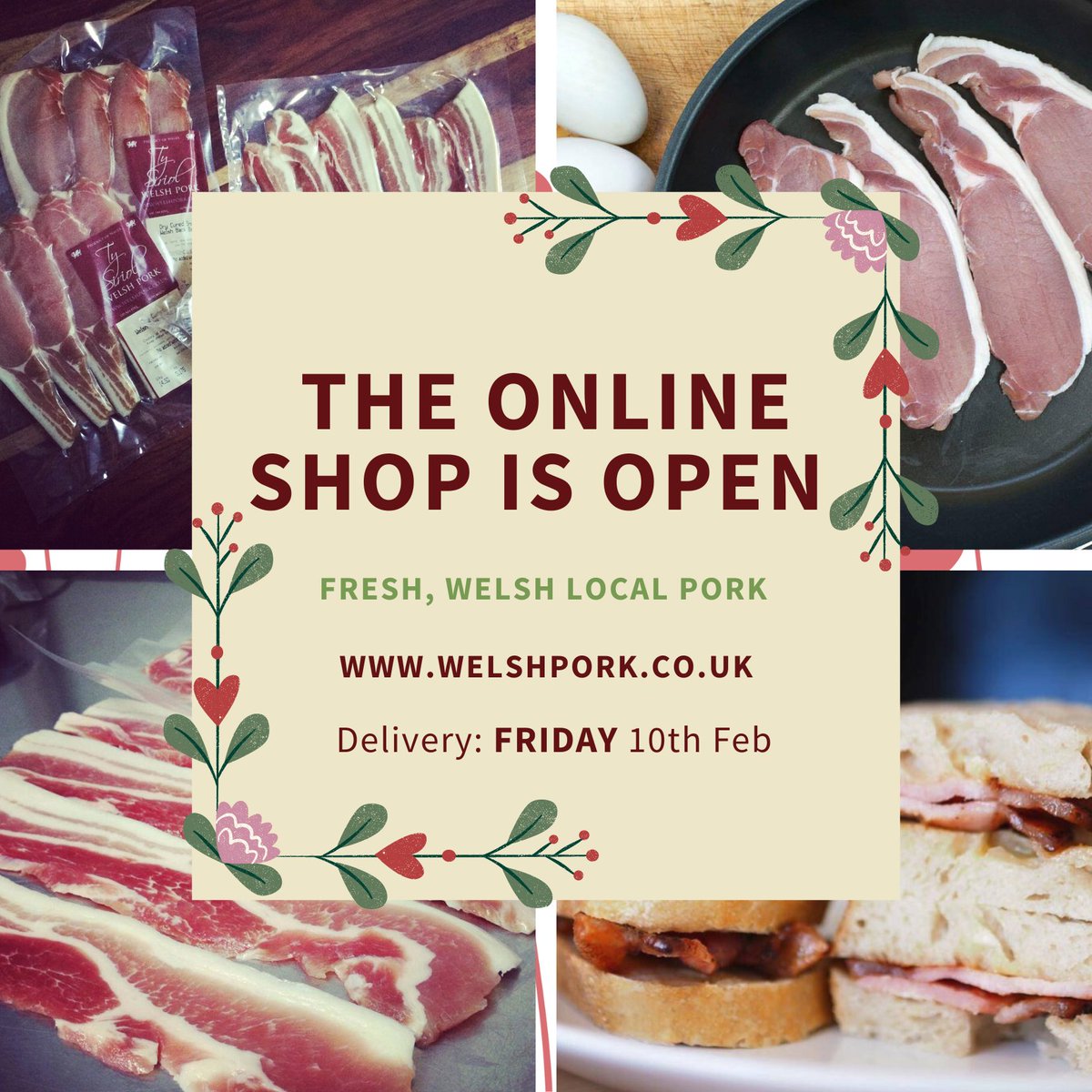 Online shop is open for orders! 
WELSHPORK.CO.UK
Online shop is open today 8th &amp; 9th for delivery on Friday 10th.

Delivering to post codes: SA1, SA2, SA4, SA5, SA6, SA7, SA8. SA14 &amp; SA15.