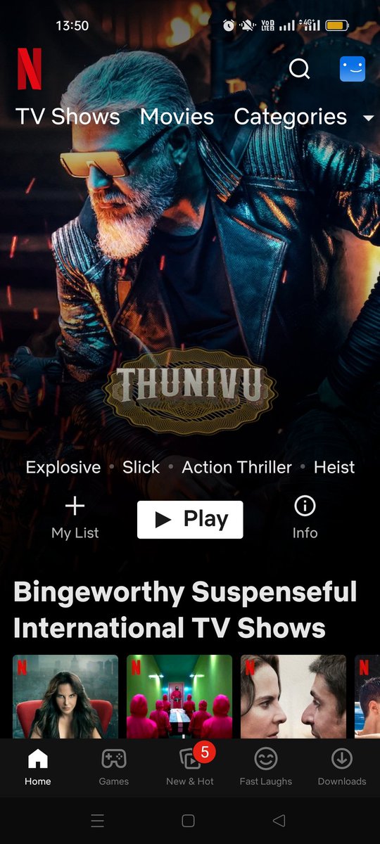 VeriSurvey's tweet photo. #THUNIVU #ThunivuNetflix in #Netflix now
#Ajith https://t.co/YJCpRPqpR1