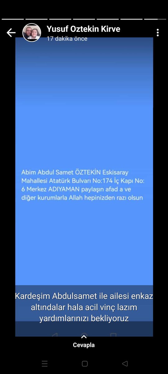 Adıyaman'da enkaz altında ulaşılamayan binlerce insan var, çalışmalar yetersiz,yetersiz,yardımlar yetersiz,halk aç ,susuz, elektriksiz, lütfen duyun, görün Adıyaman'ı...#acildeprem #AHBAP #ADIYAMANAFAD #AFAD <a href="/AFADBaskanlik/">AFAD</a>