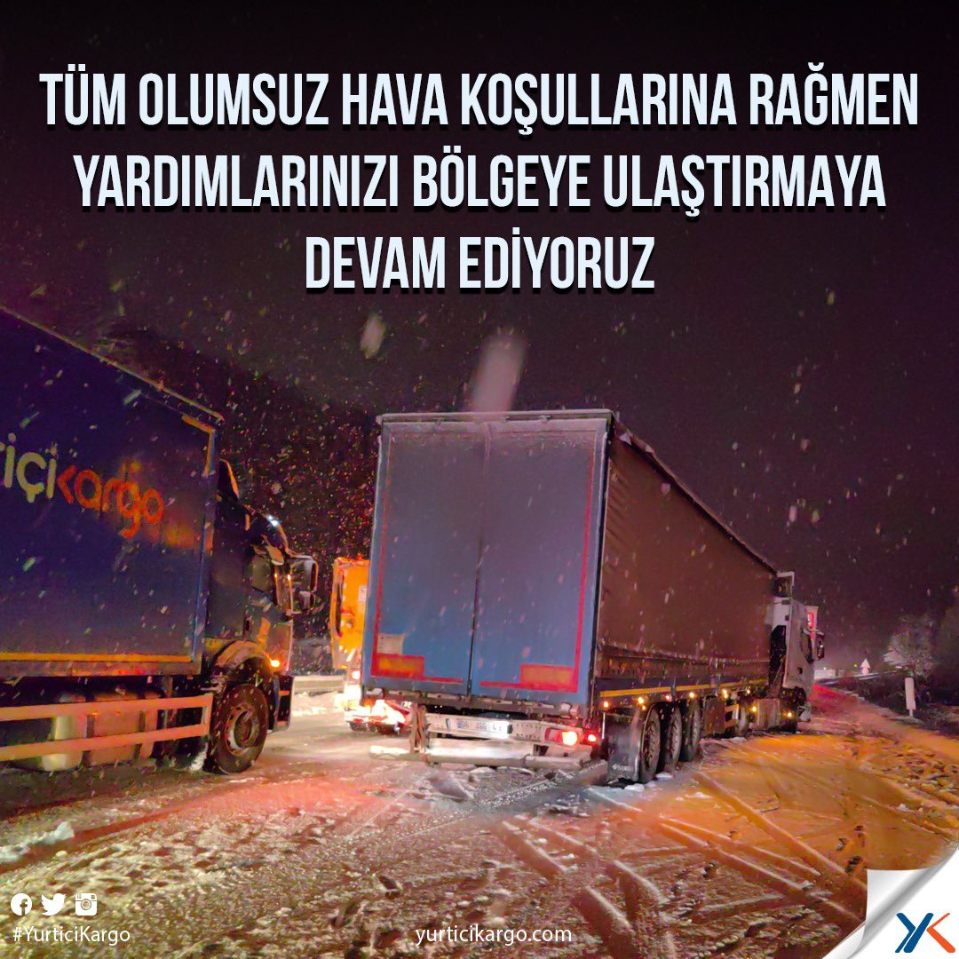 Olumsuz hava şartlarına rağmen deprem yardımlarınızı tamamen ücretsiz bir şekilde ulaştırmaya devam ediyoruz. 

Bilgi Teknolojileri ve İletişim Kurumu'nun gerçekleştirdiği koordinasyon ve vatandaşlarımızın özverisi sayesinde bu zor günleri aşacağımıza inanıyoruz.

#BTK #Deprem