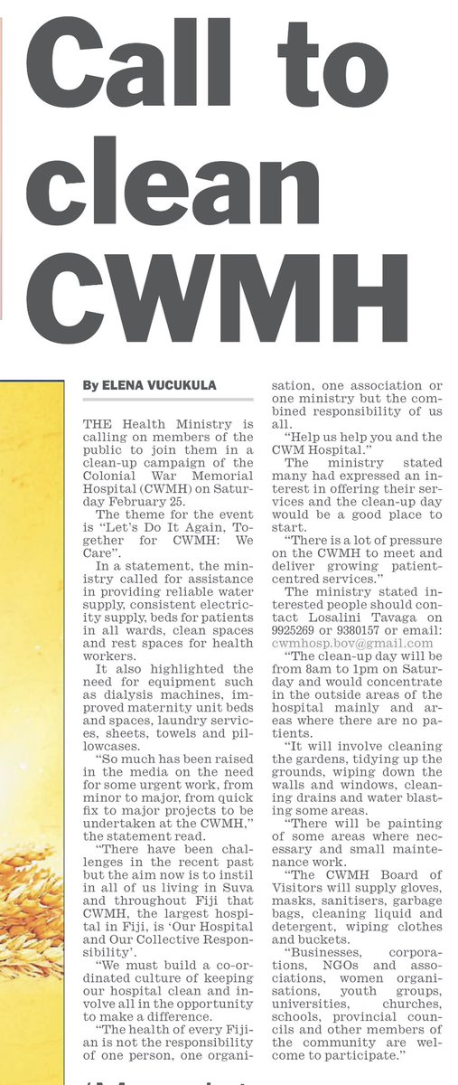BhumikaKhatrii's tweet photo. Apparently, it was a “clean-up campaign” but they forgot to clean our hospital?🤔
#TeamFiji - let’s help clean CWMH on 25 February! https://t.co/hLN3smbV4p