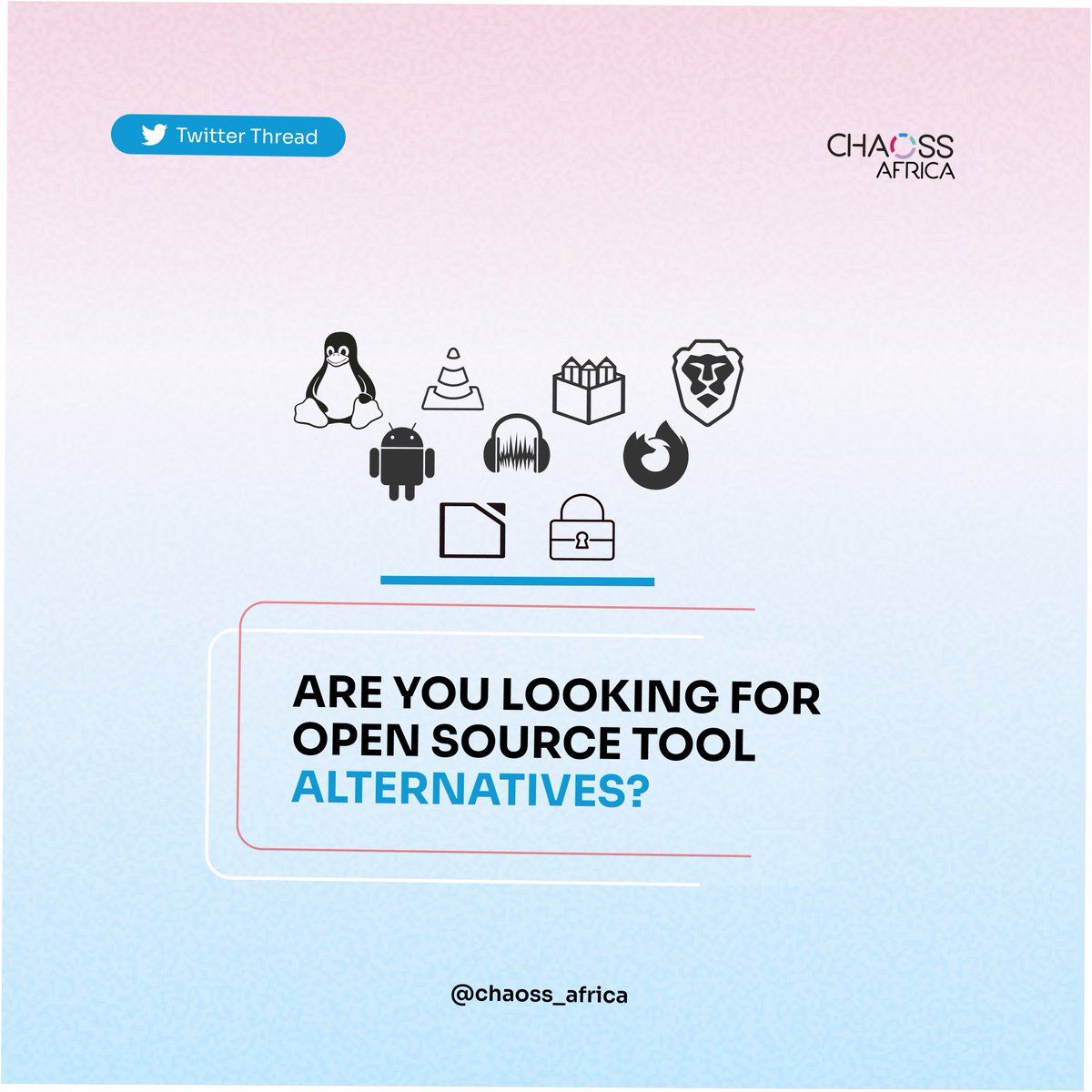chaoss_africa's tweet image. Hello Friends!

Are you looking for Open Source tool alternatives? 

We have curated a thread of open source alternatives you can use!

#opensource #softwarealternatives