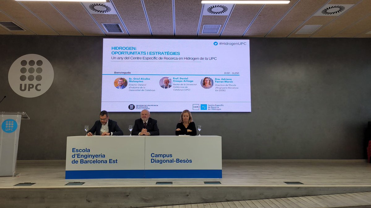 la_UPC's tweet photo. Avui, la Sala d'Actes de l'@EEBE_UPC acull la Jornada 'Hidrogen: Oportunitats i Estratègies': Un any del Centre Específic de Recerca de l'Hidrogen de la #UPC.

🧵 Podeu seguir la jornada en aquest fil d'@RDI_UPC o amb el hashtag #hidrogenUPC https://t.co/J1nL3C36lO