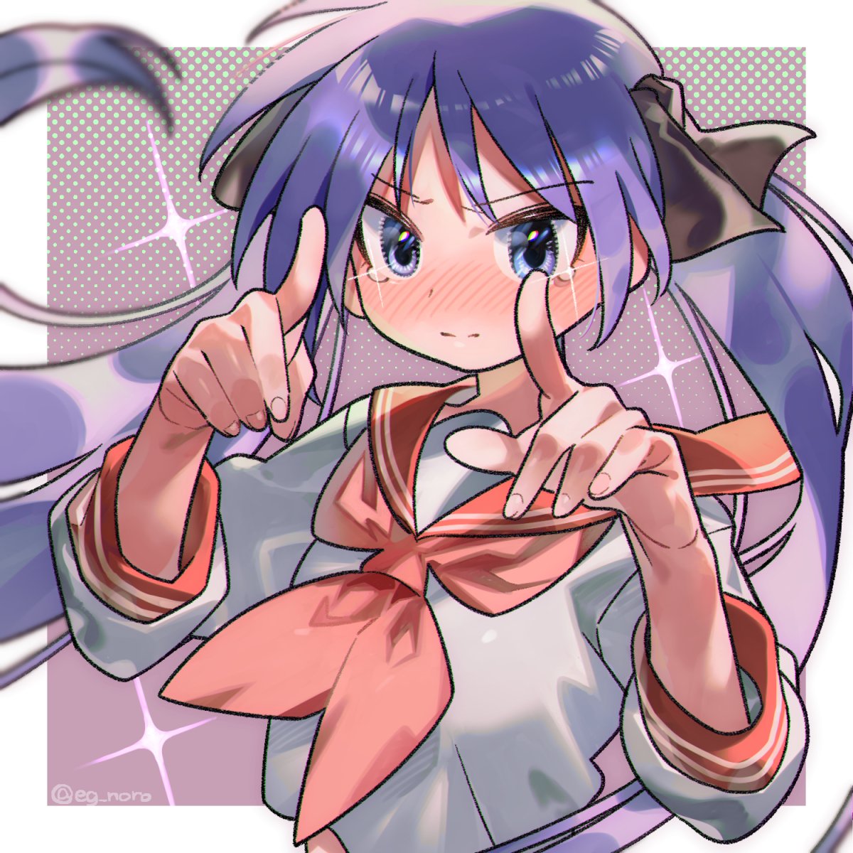 hiiragi kagami 1girl solo ryouou school uniform school uniform long hair purple hair serafuku  illustration images