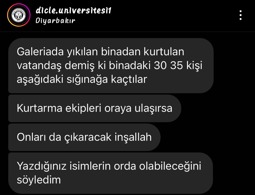 ❗❗❗DİYARBAKIR YIKILAN GALERİADAKİ 30-35 KİŞİ BİNANIN ALTINDAKİ SIĞINAĞA GİTMİŞLER KAYIP VATANDAŞLAR ONLAR OLABİLİR ŞEBEKE DE ÇEKMİYOR OLABİLIR LÜTFEN YAYALIM ❗❗❗
#Diyarbakirgaleria #diyarbakır
