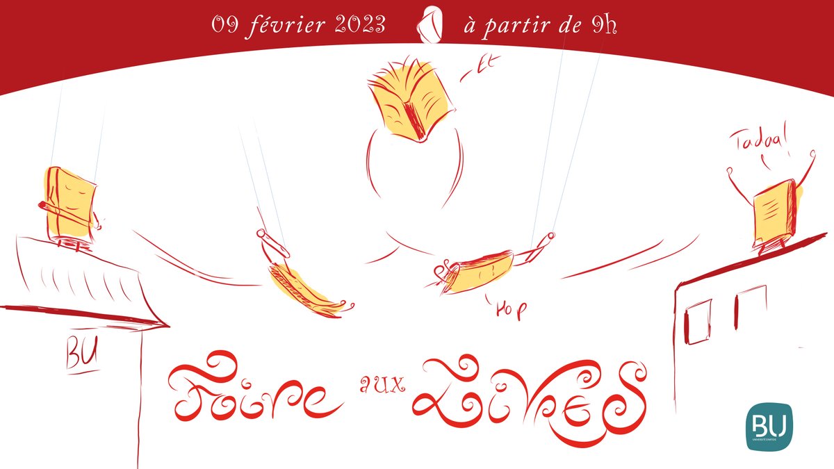 Si vous ne l'avez pas encore fait, n'oubliez d'écrire dans votre agenda que demain jeudi 9 février se déroule la Foire aux Livres !
L'occasion de repartir gratuitement avec des documents issus de nos collections. 
A demain, jeudi 9 février dès 9h dans vos <a href="/BUArtois/">BU Artois</a> !