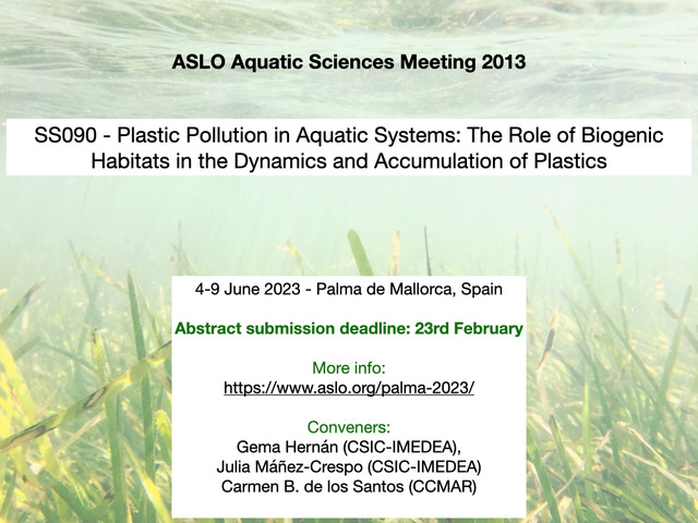 ForestKelp's tweet photo. 💥Are you interested #plasticpollution in aquatic systems? #ASLO2023 Can be a fantastic place to share your research work! I'm pleased to announced that @ghernanm @cbdelosantos and I are organizing a session⤵️ deadline 23th february!!! https://t.co/IqldomwmFq