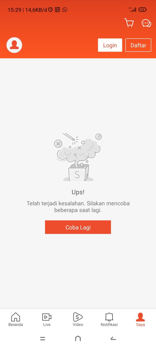 MendarAS's tweet photo. @ShopeeCare kenapa punya saya log out sendiri, jaringan bagus, dan saya mau masuk kembali tidak bisa ada apa dengan kamu shopee https://t.co/TU3OXORY7K