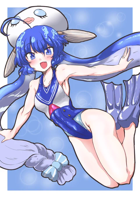 #ウナちゃんウキウキウェンズデー
今日の競泳水着です 