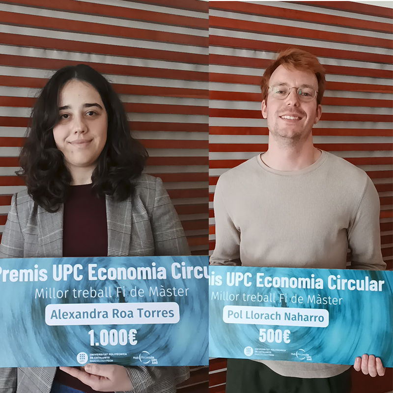 EEBE_UPC's tweet photo. .@alexandraroat i Pol Llorach, titulats del Màster d'Enginyeria Química a l'@EEBE_UPC han estat 🏆guanyadora i l'accèsit, respectivament, a la categoria de Treball de Fi de Màster dels Premis UPC d'Economia Circular♻️del #HUBRecircula
Felicitats!!!👏👏
https://t.co/fCtIiwYsdU https://t.co/mLwqks7FsV