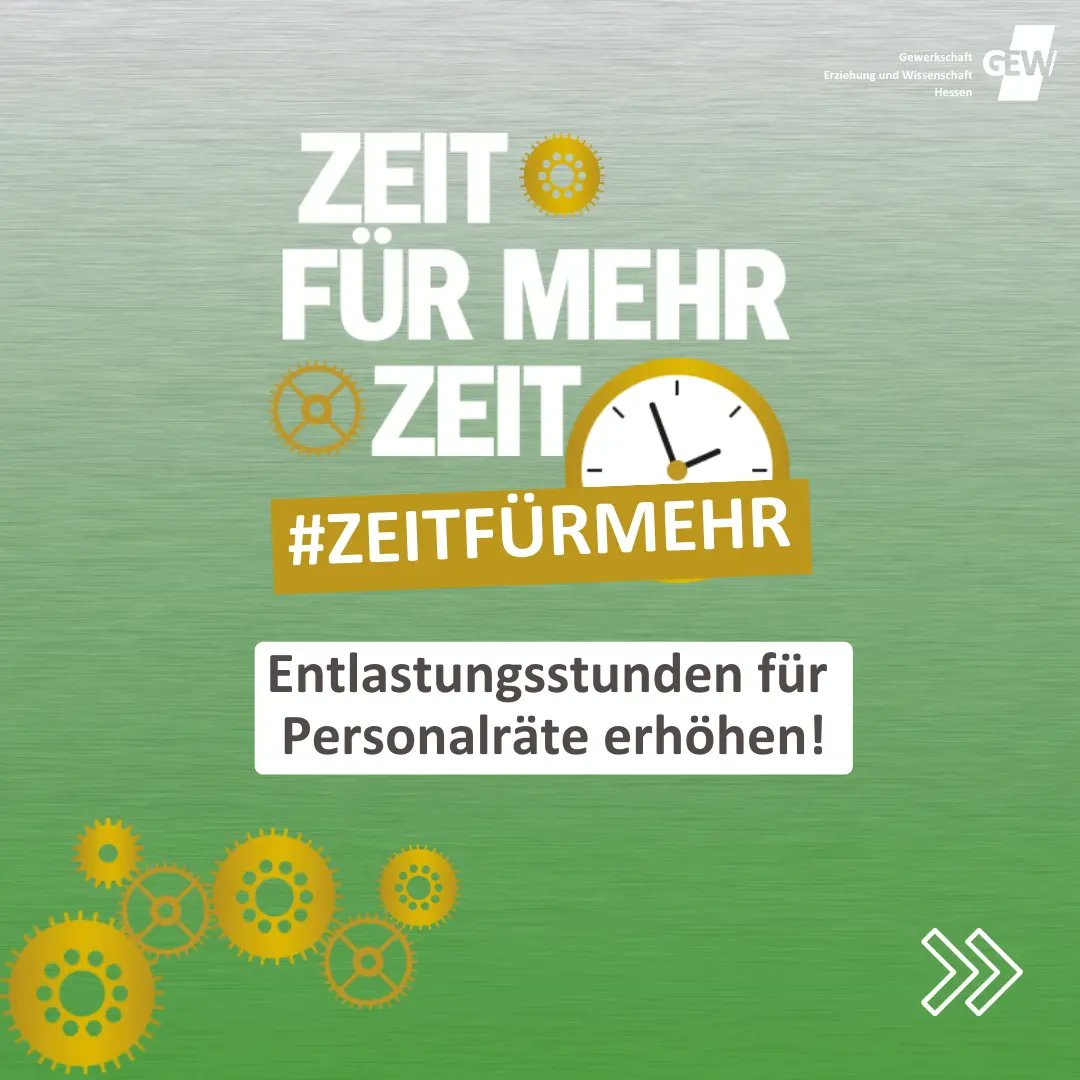 GEWHessen's tweet photo. #Personalräte entlasten! Es ist #Zeitfürmehr Entlastungsstunden für Personalräte an hessischen Schulen. #hpvg @SchuleHessen https://t.co/0BYj8n0Xnr