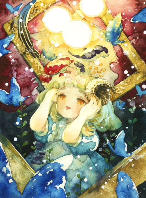 タグ企画 #一次創作絵師拡散フェス03 に参加させていただきます～水彩でカーテンの向こうの子たちを描いています。 