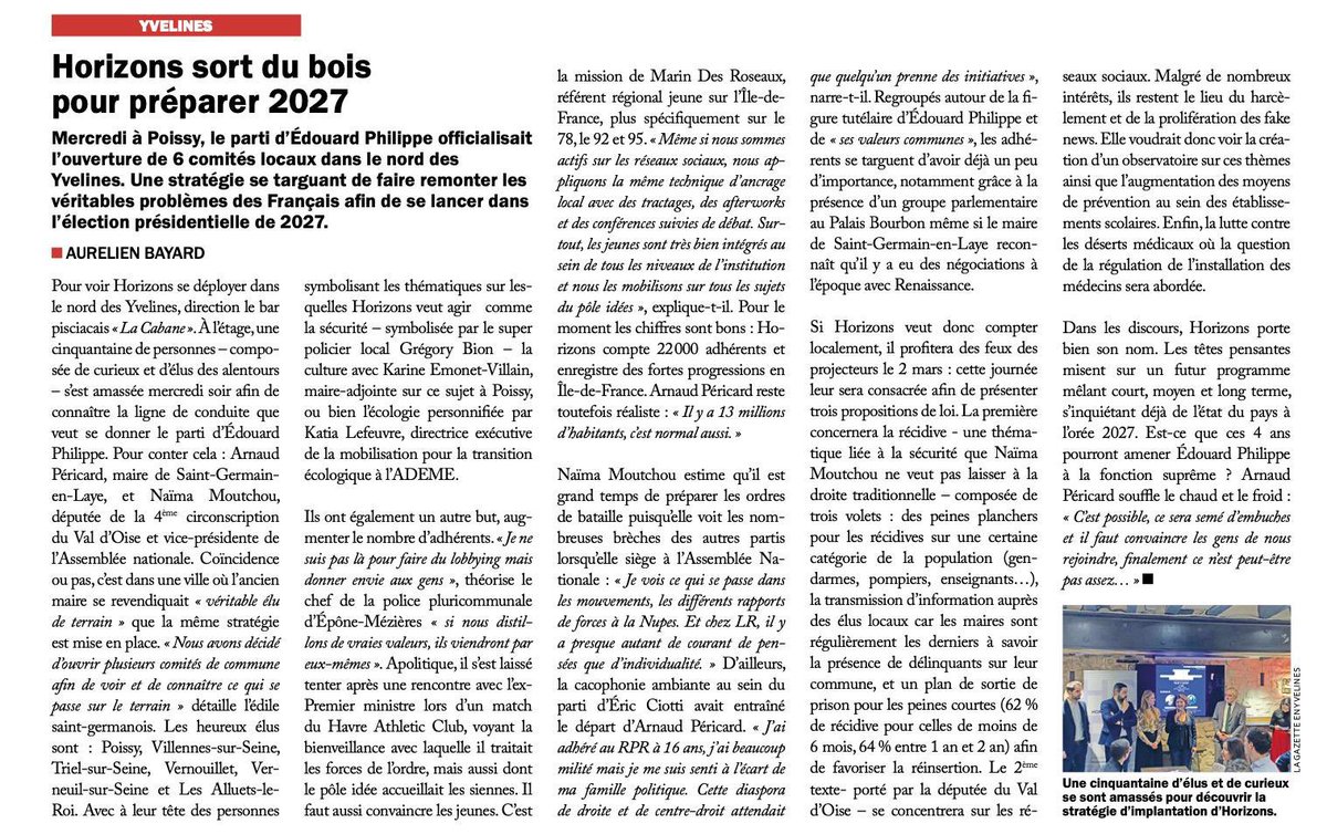 Le comité Horizons #POISSY dans <a href="/GazetteYvelines/">La Gazette en Yvelines</a> avec les amis des comités locaux 78 🔵⚪️🔴 On est au travail, on continue, et à POISSY, on se donne déjà rdv sur le marché dimanche 19 février avec les <a href="/Horizons49J/">JeunesHorizons</a> 🚨 #StayTuned #VoirLoin #FaireBien <a href="/HorizonsLeParti/">Horizons</a> <a href="/EPhilippe_LH/">Edouard Philippe</a>