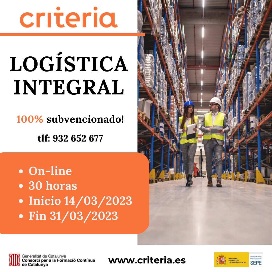 Quieres adquirir un conocimiento básico de las estructures que completen el proceso logístico, aprender a fijar y determinar los objetivos y costes logísticos, entre otras tareas asociadas? No dudes en reservar tu plaza al curso de " Logística integral"

hubs.ly/Q01BDCrr0