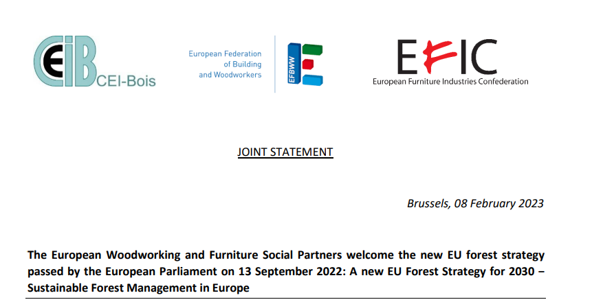 CEIBois's tweet photo. During our first 2023 joint #woodworking &amp; #furniture European sector social dialogue committee meeting @EFIC_bxl @EFBWW_  @CEIBois welcomed the new #EUforeststrategy passed by the European Parliament in September 2022  joint statement available here---> https://t.co/FYgUyFxHur https://t.co/IVWUCpkhnD