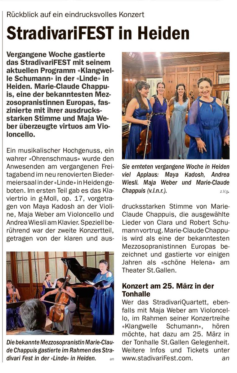 MajaWeberCello's tweet photo. Danke, Bodensee Nachrichten und Astrid Nakhostin für den Bericht übers Clara-Programm in der Linde Heiden! https://t.co/LR9fMbe9jY