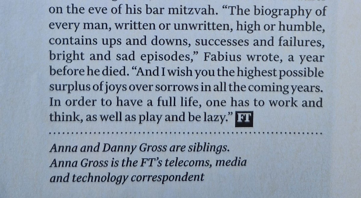 A poignant article in FT last weekend on impromptu show in the Isle of Man WWII internment camps, the closing quote from Fabius to his son..