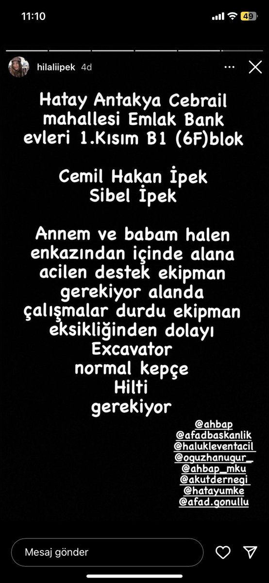 handebozyaka's tweet photo. @bosunatiklama #hatayiskenderun #hatayantakya #acildeprem #halukleventacil #afaddeprem #YARDIMEDİN @BabalaTv @ahbaphatay #TurkeyQuake https://t.co/peQgAa9fXb