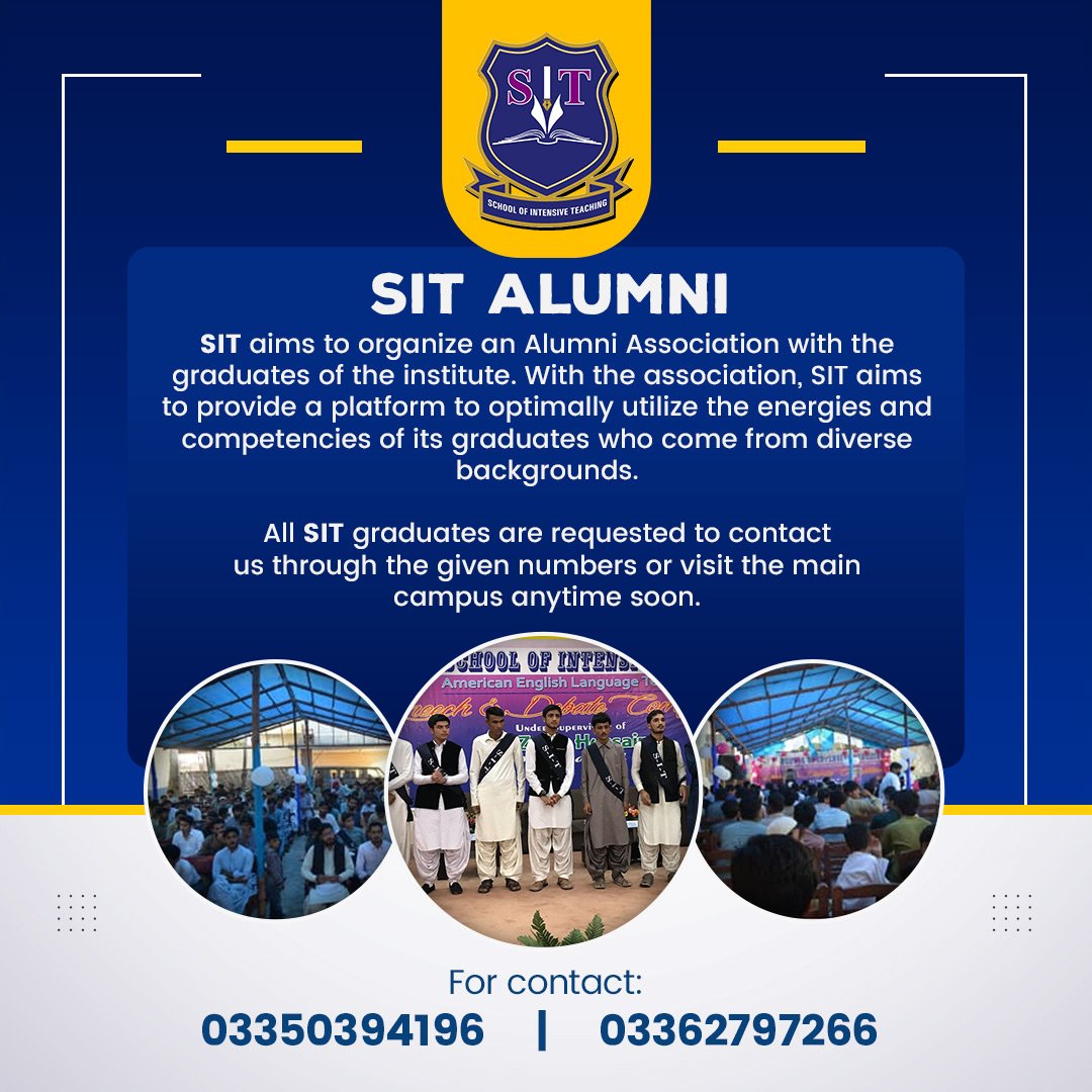 SIT_language's tweet photo. SIT aims to organize an Alumni Association with the graduates of the institute. With the association, SIT aims to provide a platform to optimally utilize the energies and competencies of its graduates who come from diverse backgrounds.
#SITHub
#SITAlumni https://t.co/o9Q6K0dVna