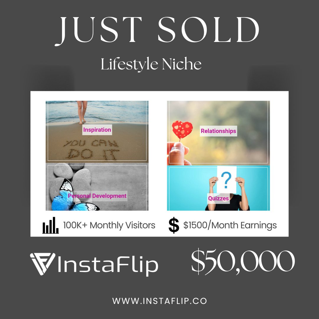 insta_flip's tweet photo. We are pleased to announce another successful sale in the lifestyle niche, facilitated by InstaFlip®'s M&amp;A brokerage service. 

#business #success #digital #content #M&amp;A #InstaFlip #LifestyleNiche #WebsiteSale #Congratulations https://t.co/perzwpzq2I