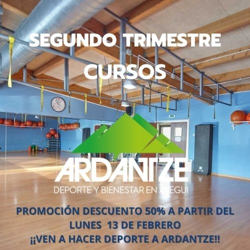 ¿Estás pensando en apuntarte a algún curso de los que impartimos en Ardantze?
Llámanos! Descuento del 50% en el segundo trimestre a partir del lunes día 13 de Febrero!
¿A qué esperas? La operación verano empieza ya!