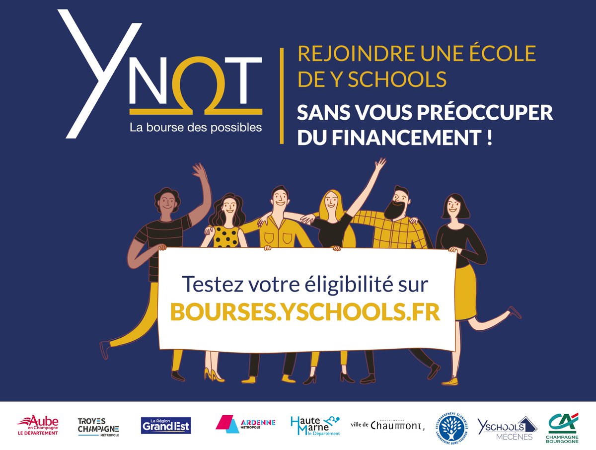 yschools_edu's tweet image. 🧐 Le saviez-vous ? #YNOT est un programme de #bourses à destination des jeunes méritants qui permet de financer intégralement leur cursus dans l’une de nos #écoles ! Testez dès maintenant votre #éligibilité grâce au simulateur : lnkd.in/enE372B4.