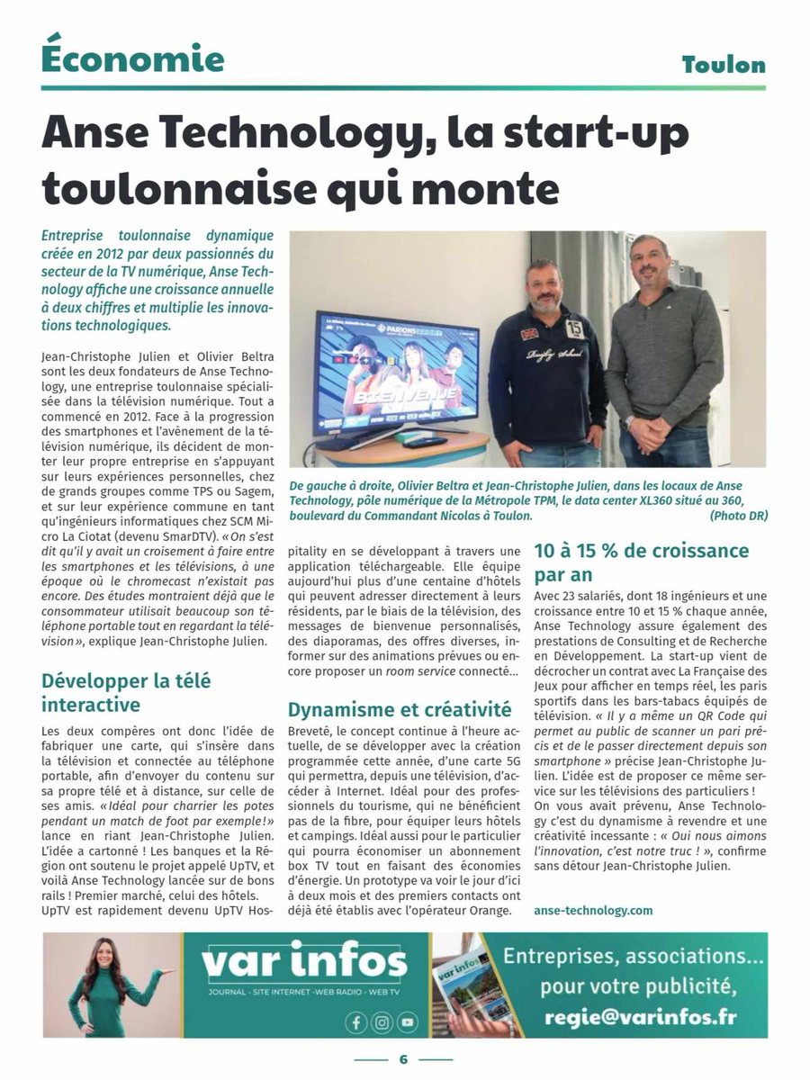 AnseTechnology's tweet image. La presse parle de nous ! 📰

Var infos a dédié une page à Anse Technology dans le journal de février 2023.

Retrouvez le juste ici 👇🏼

#news #var #presse