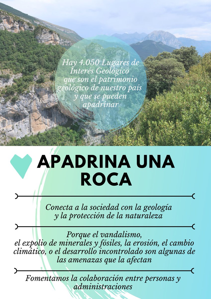 🪨🦕🐚En España hay más de 4000 Lugares de Interés Geológico (LIG) catalogados info.igme.es/ielig/
 
#ApadrinaUnaRoca trabaja para reforzar su protección. 

👩🏾‍💻Apadrina uno y notifícanos cualquier afección o amenaza creas que le puede afectar 👇🏾 igme.es/patrimonio/apa…