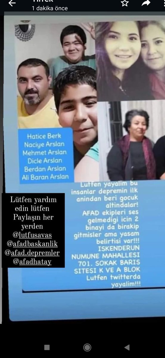 turkandmir's tweet photo. Hatay İskenderun Numune Mahallesi 701. Sokak Barış Sitesi K ve A blok YAŞAM BELİRTİSİ VAR #deprem https://t.co/qzJDoQQKjf