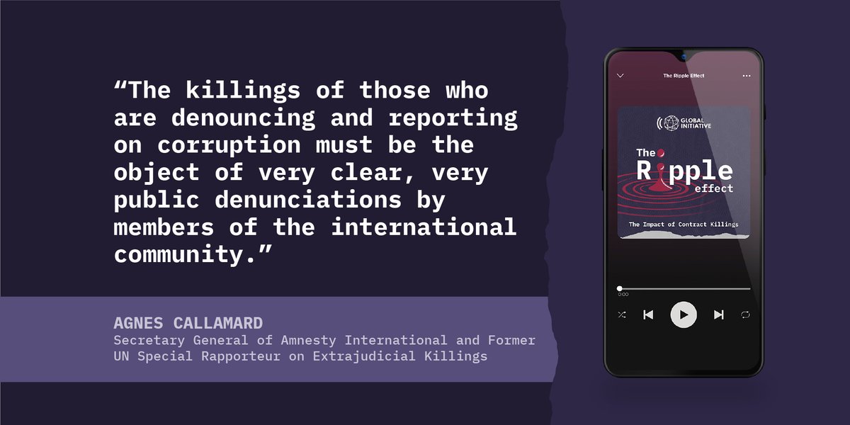 GI_TOC's tweet image. 🌐 @AgnesCallamard gives us her thoughts on how the international community can put pressure on states and individuals to tackle #assassinations.

🎧 Listen to the final episode of #TheRippleEffect to find out more ⤵️
link.chtbl.com/RippleEffectGI…

#AssassinationWitness