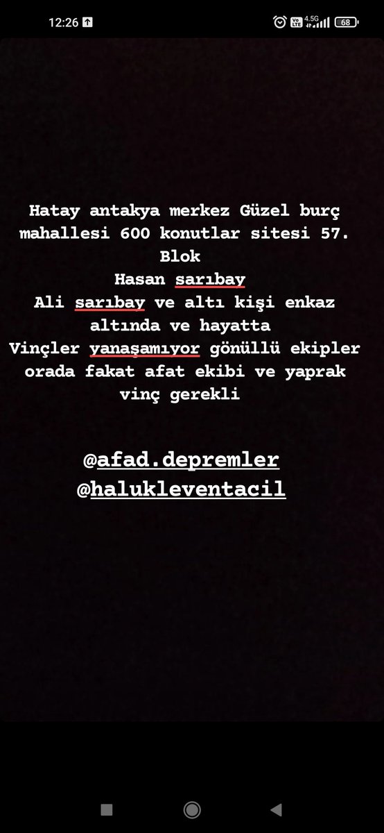 Çok acil arkadaşlae yayabilirmyiz patronumum yeğenleri haber aldık şimdi 
#deprem
#acildeprem
#Turkey