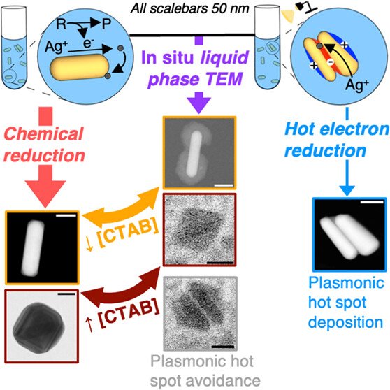 Amy's first paper is published in @JPhysChem with our collaborators @ArmyResearchLab. The work elucidates the contributions of radiolysis and plasmonics during liquid phase TEM imaging of silver shell deposition on gold nanorods. pubs.acs.org/doi/full/10.10…