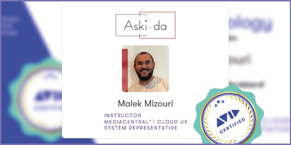 Félicitations à <a href="/MalekMizouri/">Malek Mizouri</a> pour sa certification ACI sur <a href="/AvidMCentral/">Avid MediaCentral</a> !

@infolapinsbleus 
#formationscertifiantes