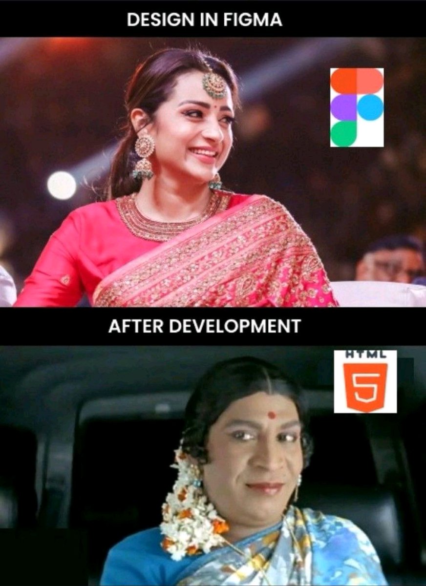 when designer design on #figma and #client approved the design once develop the frontend in #HTML look like below very funny 🤣🤣🤣 #websitedevelopment #WebsiteDesign #enterprenur