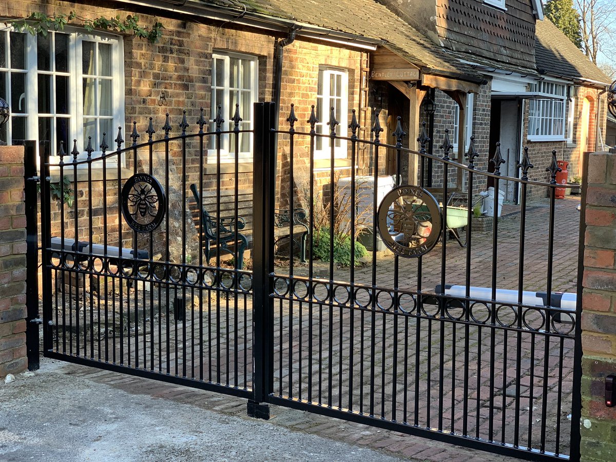 New electric gates fitted at the bee farm with this beautiful bespoke design. Thanks to Regency Ironworks Ltd for doing a fantastic job.