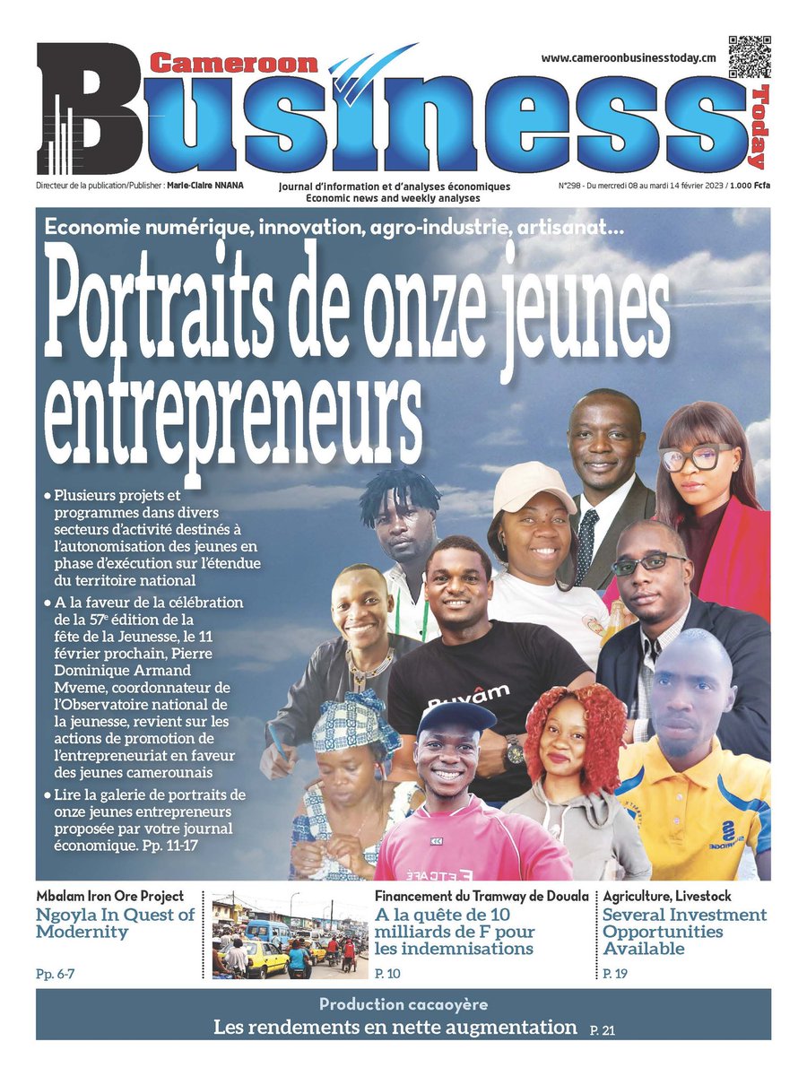 Des visages de l'entrepreneuriat jeunes au Cameroun.
11 hommes et femmes dont le talent s'exprime au quotidien dans différents secteurs d'activité. 
Lisons. 
#fêtedelajeunesse
#CBT