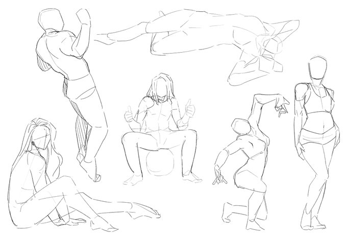 ポーズ模写練習
・胴が長くなるの注意
・少しずつ線が減ってきた気がする 