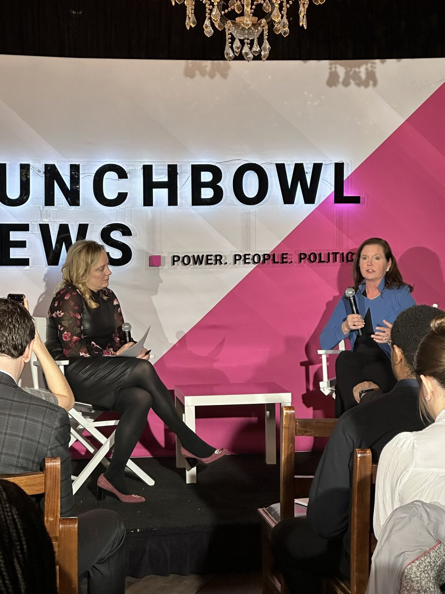 KellyACole's tweet photo. Great event this morning with @PunchbowlNews where @apalmerdc and @CTIA CEO Meredith Baker discussed the importance of licensed spectrum for the U.S. success in 5G and beyond. #beatchina https://t.co/9SnqyLILM3