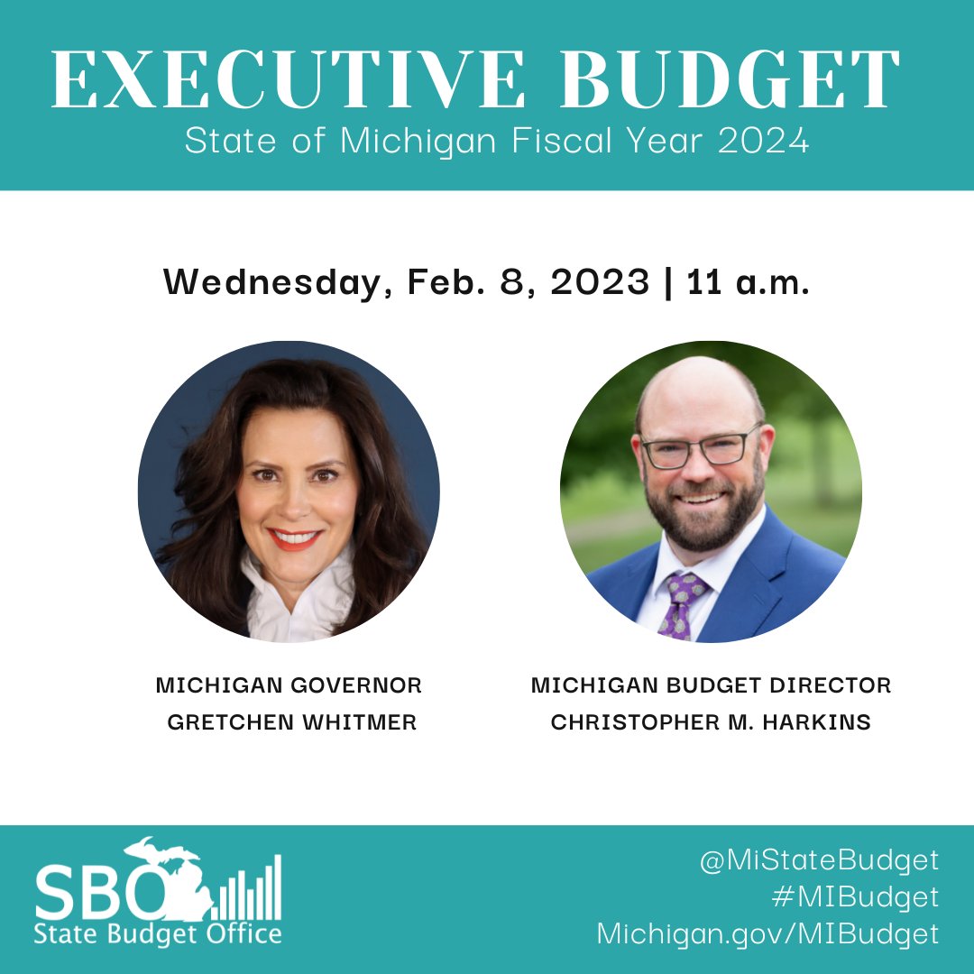 Watch the FY 2024 Executive Budget Recommendation today, live on Senate TV:  bit.ly/3YppiJw 
Join the conversation #MIbudget