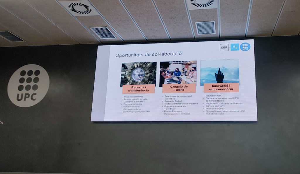clusterEE's tweet photo. Avui participem en la Jornada Hidrogen: Oportunitats i Estratègies organitzat per @la_UPC , per a celebrar el 1r aniversari #HidrogenUPC en el que debatem sobre el paper dels agents del territori @accio_cat @energiacat @portdebarcelona  @residuscat @SocioEconAMB @IREC_Energia https://t.co/BR0RPcGrfj
