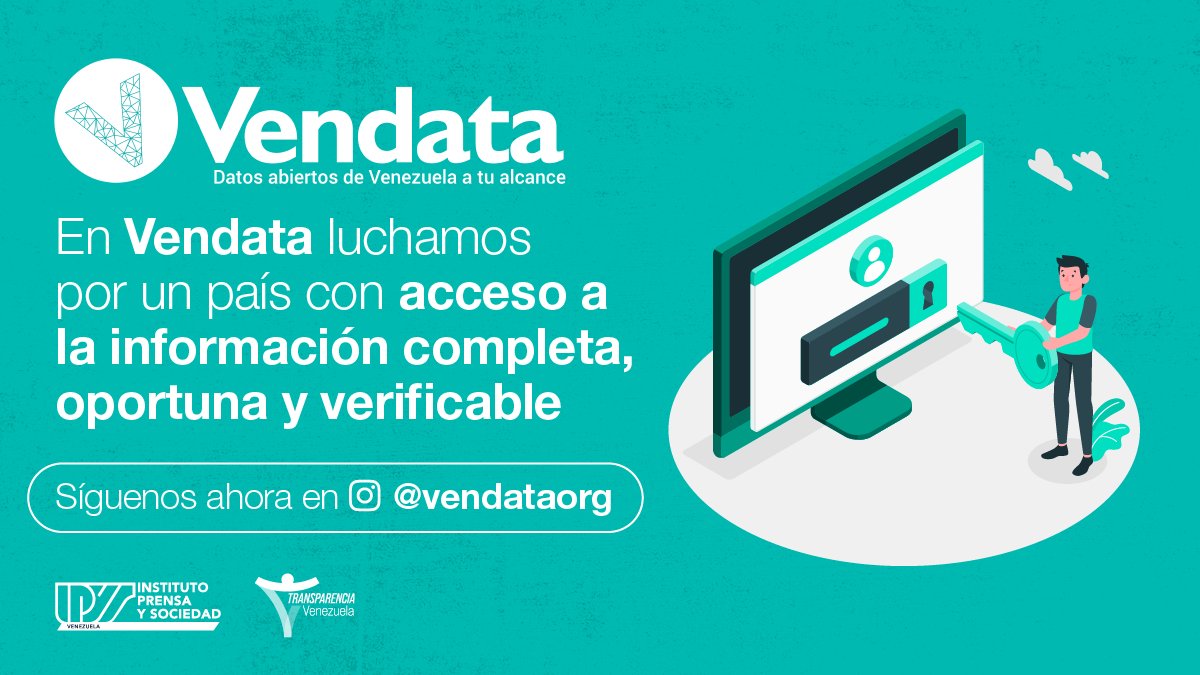 ipysvenezuela's tweet photo. 📊 Datos abiertos de Venezuela a tu alcance encontrarás en la plataforma @VendataOrg que estrena cuenta en Instagram ¡No dejes de seguirlos! 👉 https://t.co/ibUGXueZQE #QueHablenLosDatos https://t.co/bX65xbRQw1