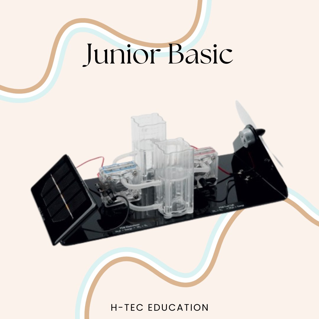 HTECEducation's tweet photo. The Junior Basic is a Solar Hydrogen Experimentation System consisting of a solar module, PEM Electrolyser, hydrogen and oxygen storage tanks, PEM fuel cell, and fan (for electric load); mounted on a black base-plate, and textbook. Click the link in bio for more! https://t.co/VX8Oy2y0EN