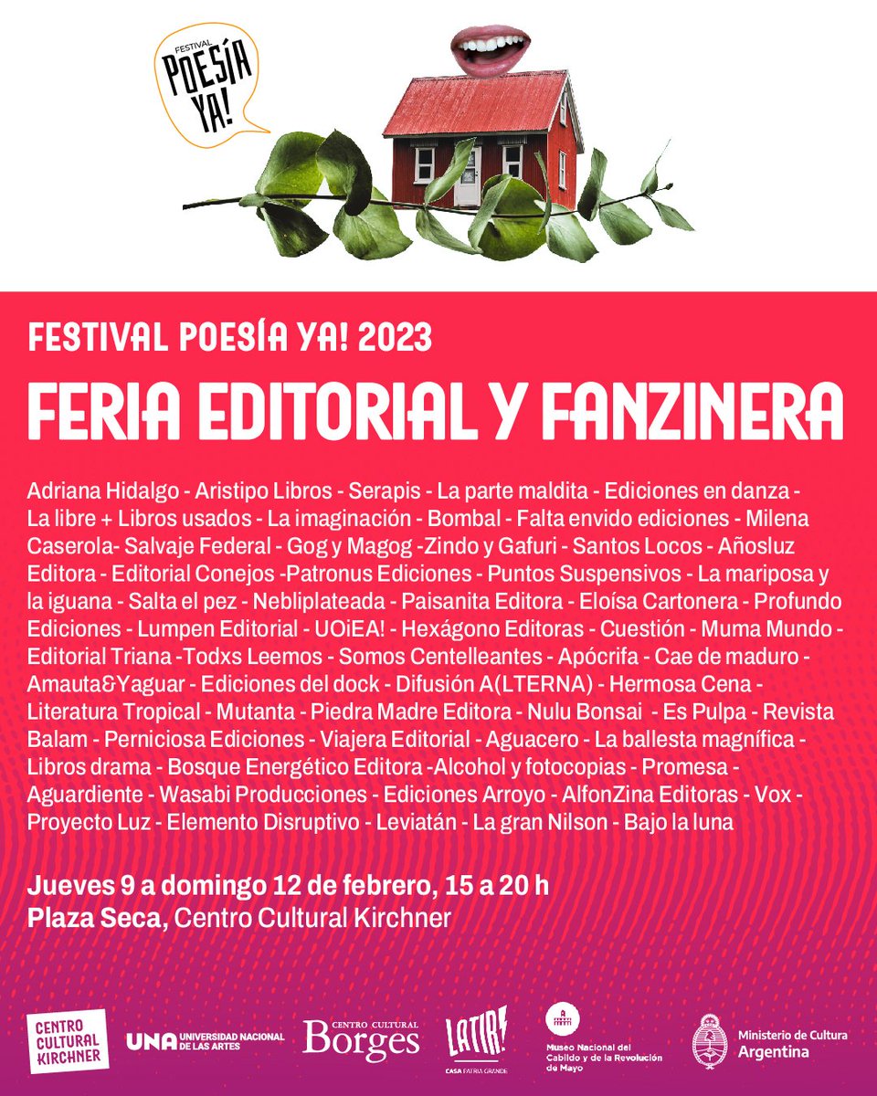 Del jueves 9 al domingo 12 estamos con nuestros títulos editoriales en #feriaeditorial del #FestivalDePoesíaYa que se realiza en el Centro Cultural Kirchner @elCCKirchner 

#Chaco #LiteraturaTropical