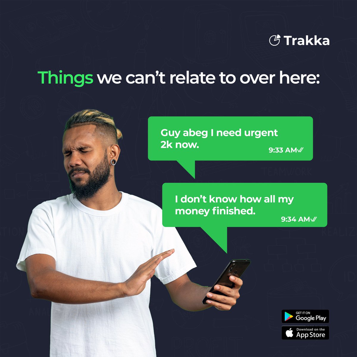 usetrakka's tweet photo. We help you track, manage and budget your finances properly to ensure you live your best financial life.
 
Download the Trakka app here: https://t.co/xYIwXTcILZ

#betterwithtrakka #fintechafrica #personalfinance #budgetingsystem https://t.co/q1q9Cc5snW