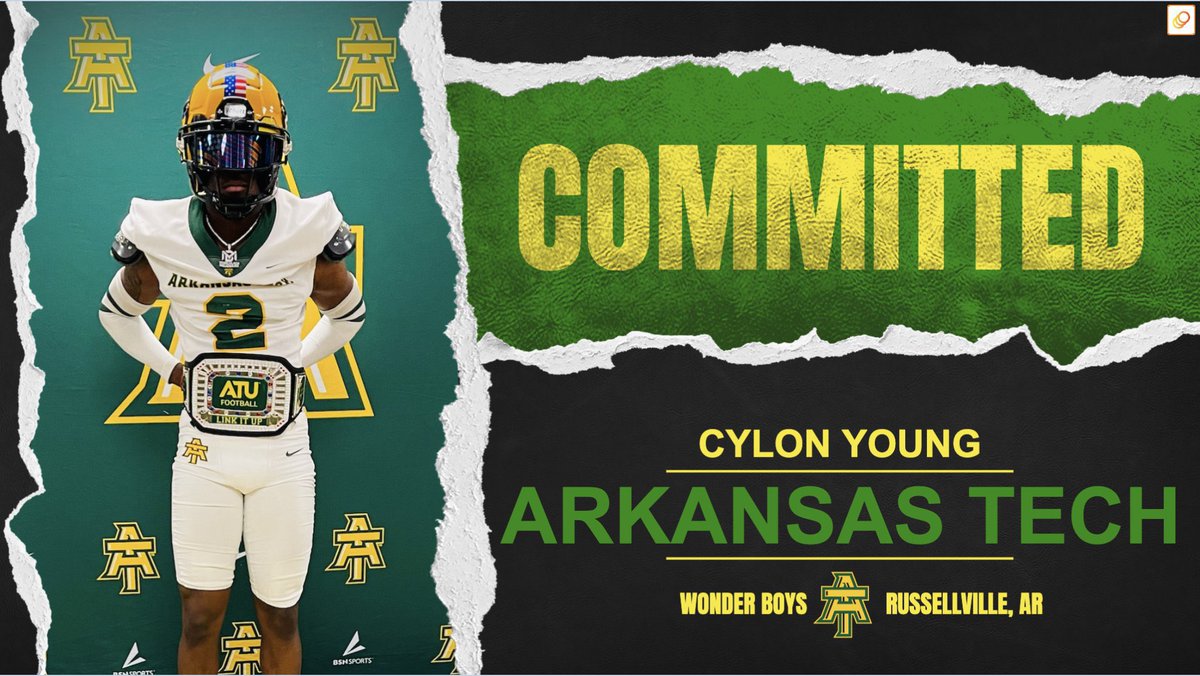 🏈 CYLON YOUNG signs with Arkansas Tech University TODAY at 10:00 a.m.‼️