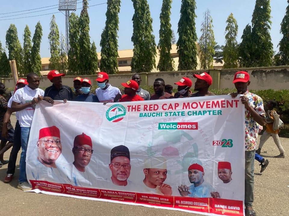 DesmondTobeOris's tweet photo. Now you know why we are called one of the biggest and well structured PDP support group in the whole of Nigeria. Our Team in Bauchi stole the show at yesterday’s presidential campaign rally.
#RedCapMovement #RescueNigeria #AtikuOkowa2023. https://t.co/Tmp3xaMULS