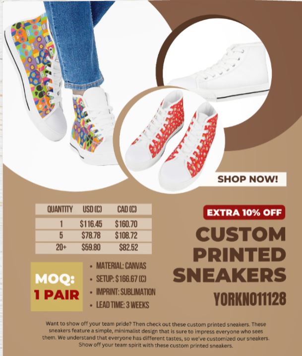 Show off your team spirit with these custom printed sneakers. #teamspirit  #sneakers